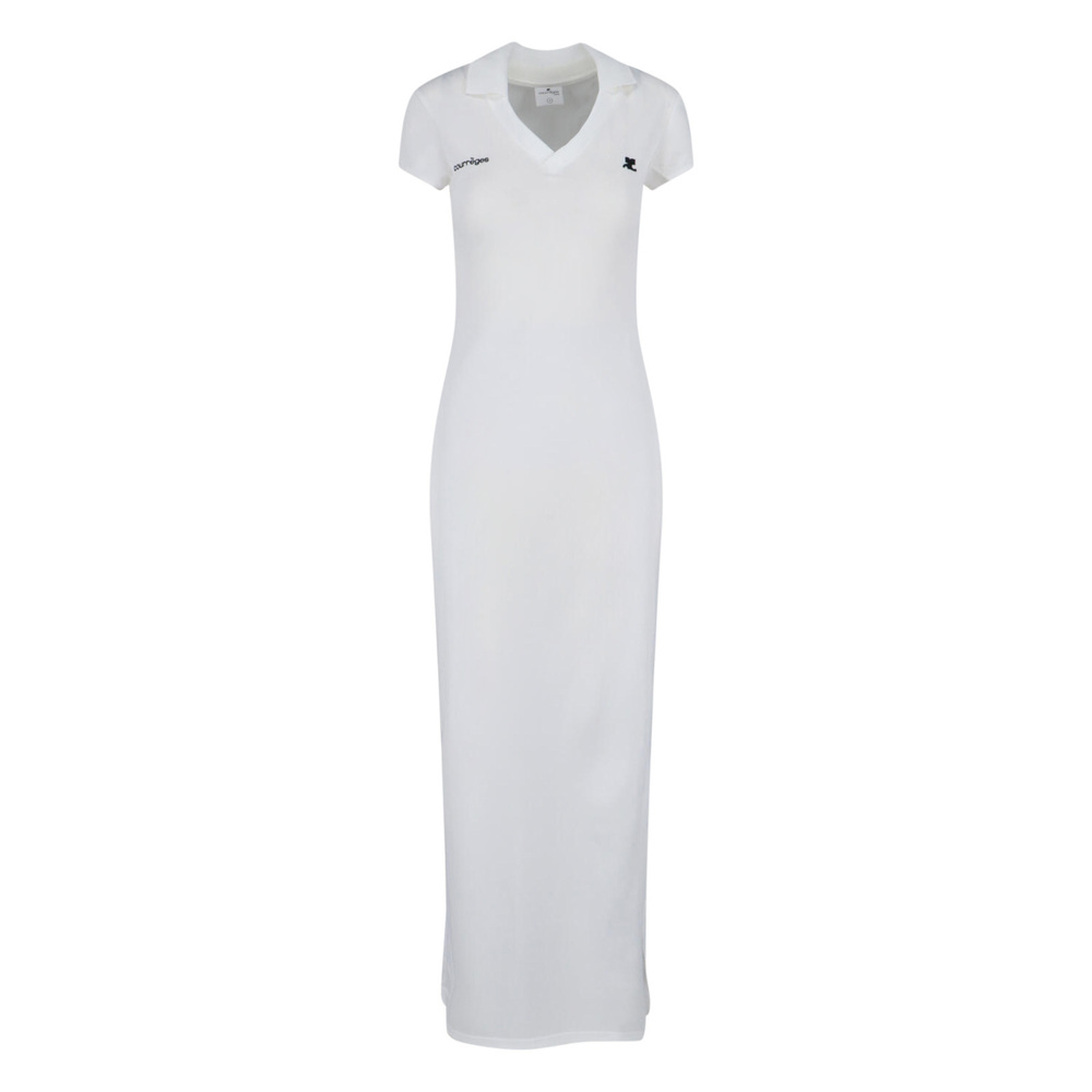COURRÈGES Minimalist White Dress With Classic Cut And Subtle Tailoring